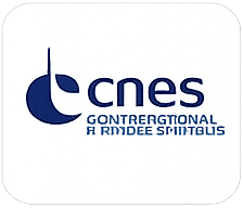 Logo bleu du CNES sur fond blanc